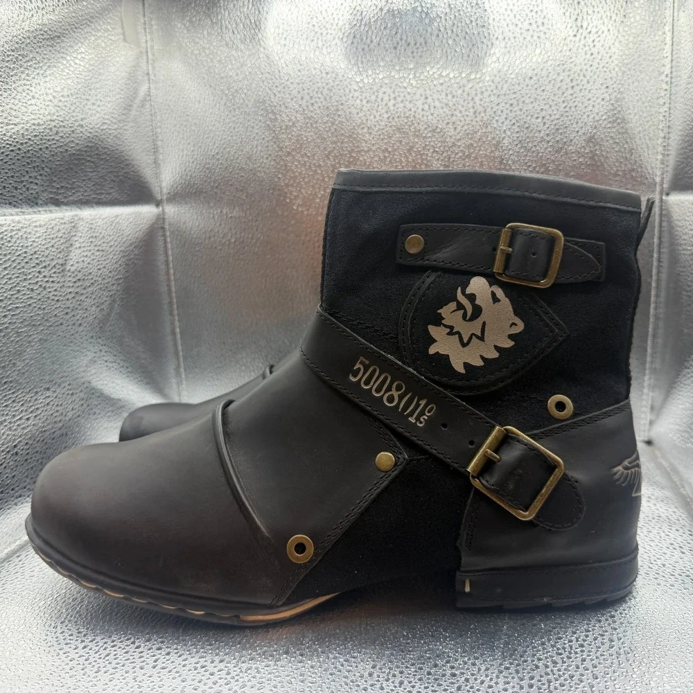 Size 11.5 Osstone Otto Zone Black Mens High Leather Cowboy Chukka Ankle Boots
